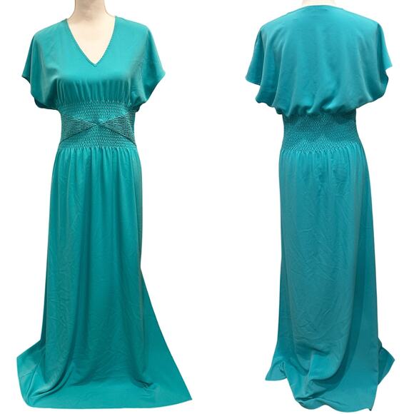 Draper James Mint Green Flutter Sleeve Shirred Blouson Maxi Dress Coastal Preppy - Picture 1 of 11